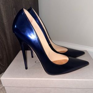 💙Deep Metallic Denim Blue Trendy Jimmy Choo Anouk 120 Pump! Size 38 💙👠👠